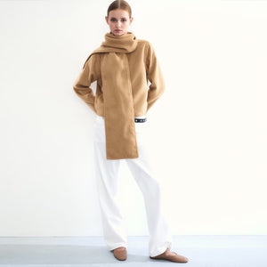 Felted Jacket with Scarf - Camel