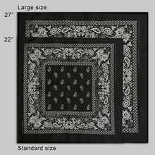 Load image into Gallery viewer, Large Black &amp; White Floral Paisley Bandana