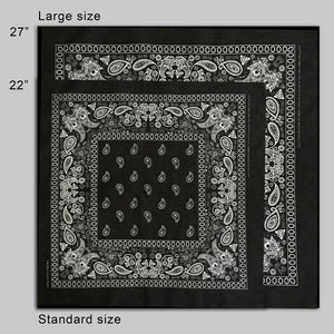 Large Black & White Floral Paisley Bandana