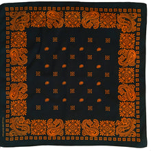 Load image into Gallery viewer, Black &amp; Orange Square Border Bandana