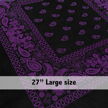 Load image into Gallery viewer, Large Black &amp; Purple Floral Paisley Bandana