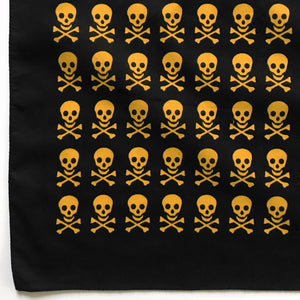 Skull & Crossbones Bandana with Yellow Allover Print