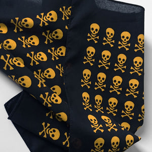 Skull & Crossbones Bandana with Yellow Allover Print