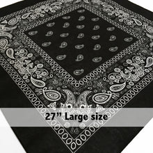 Load image into Gallery viewer, Large Black &amp; White Floral Paisley Bandana