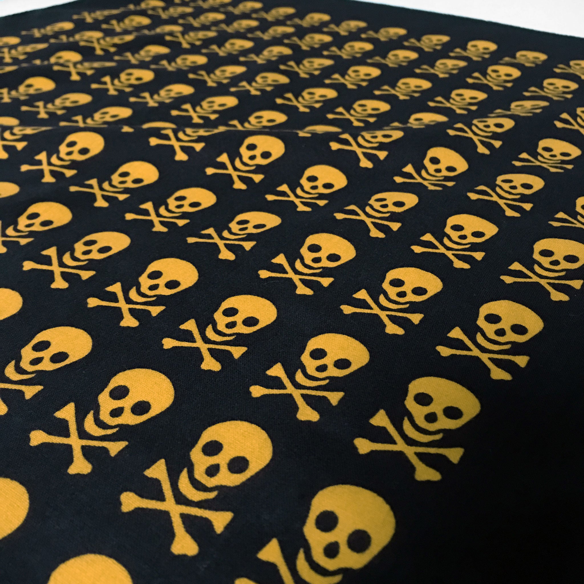 Skull & Crossbones Bandana with Yellow Allover Print – BandanaLove
