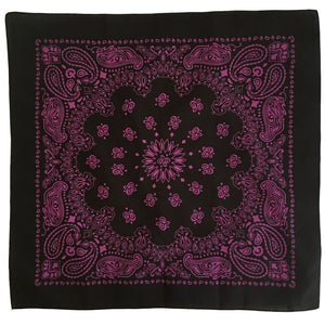 black bandana with hot pink paisley print