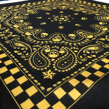 Load image into Gallery viewer, Black &amp; Yellow Skull Paisley Bandana