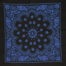 Load image into Gallery viewer, Black and blue bandana whole pattern view