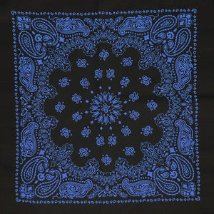 Black and blue bandana whole pattern view
