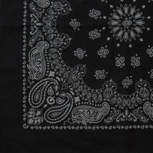 Load image into Gallery viewer, Black bandana with gray print partial view