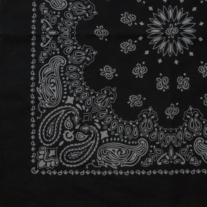 large black and gray paisley cowboy bandana partial print view