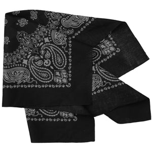 black bandana with gray paisley print folded