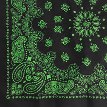 Load image into Gallery viewer, Black bandana witih green paisley quarter view