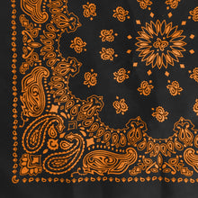 Load image into Gallery viewer, Black and orange bandana 1/4 view