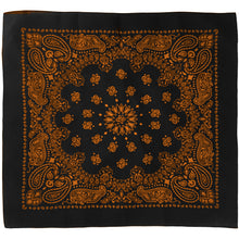 Load image into Gallery viewer, Black and orange bandana whole view