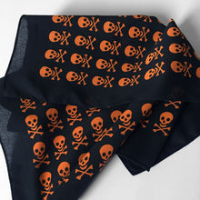 Load image into Gallery viewer, Skull &amp; Crossbones Bandana with Orange Allover Print