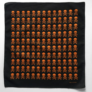 Skull & Crossbones Bandana with Orange Allover Print