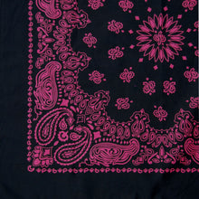 Load image into Gallery viewer, black and pink large bandana partial view close up of print