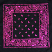 Load image into Gallery viewer, Black &amp; Pink Paisley Bandana