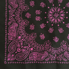 Load image into Gallery viewer, corner view of a black and pink cowboy bandana