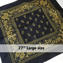 Load image into Gallery viewer, Large Black &amp; Yellow Floral Paisley Bandana