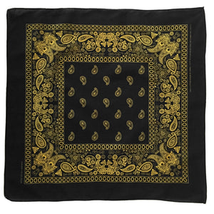 Black and yellow paisley bandana whole print