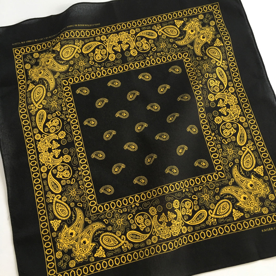 Black & Yellow Floral Paisley Bandana