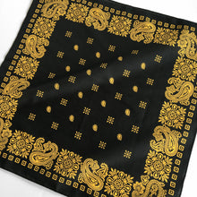 Load image into Gallery viewer, Black &amp; Yellow Square Border Bandana