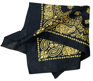 Large black and yellow bandana folded