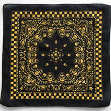 Load image into Gallery viewer, Black &amp; Yellow Skull Paisley Bandana