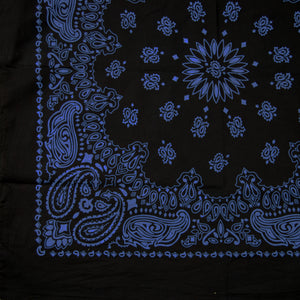 Black and blue paisley bandana quarter view