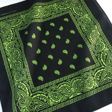 Load image into Gallery viewer, Black &amp; Green Paisley Bandana