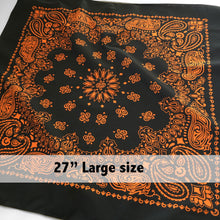 Load image into Gallery viewer, Large Black &amp; Orange Cowboy Bandana