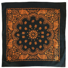 Load image into Gallery viewer, Large Black &amp; Orange Cowboy Bandana