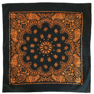 Large Black & Orange Cowboy Bandana