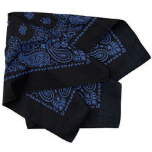 Load image into Gallery viewer, black and blue large size bandana folded