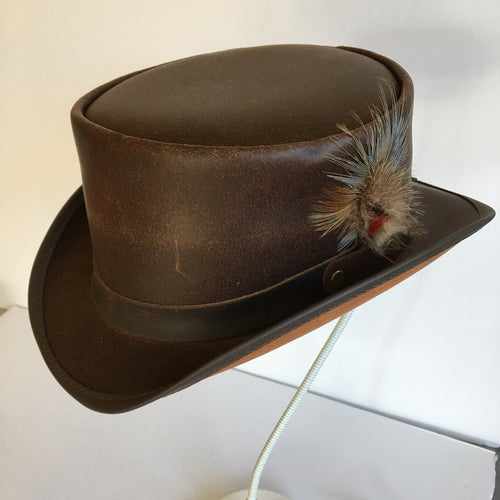 Overland Steampunk Victorian Marlow Leather Top Hat