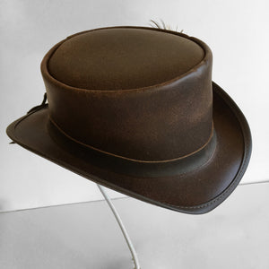 Overland Steampunk Victorian Marlow Leather Top Hat