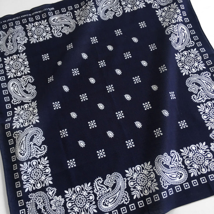 Navy & White Square Border Bandana