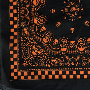 Black & Orange Skull Paisley Bandana