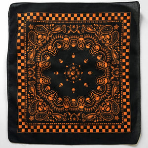 Black & Orange Skull Paisley Bandana