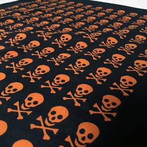 Skull & Crossbones Bandana with Orange Allover Print