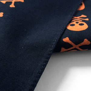 Skull & Crossbones Bandana with Orange Allover Print