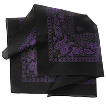 Load image into Gallery viewer, Purple and black bandana folded view
