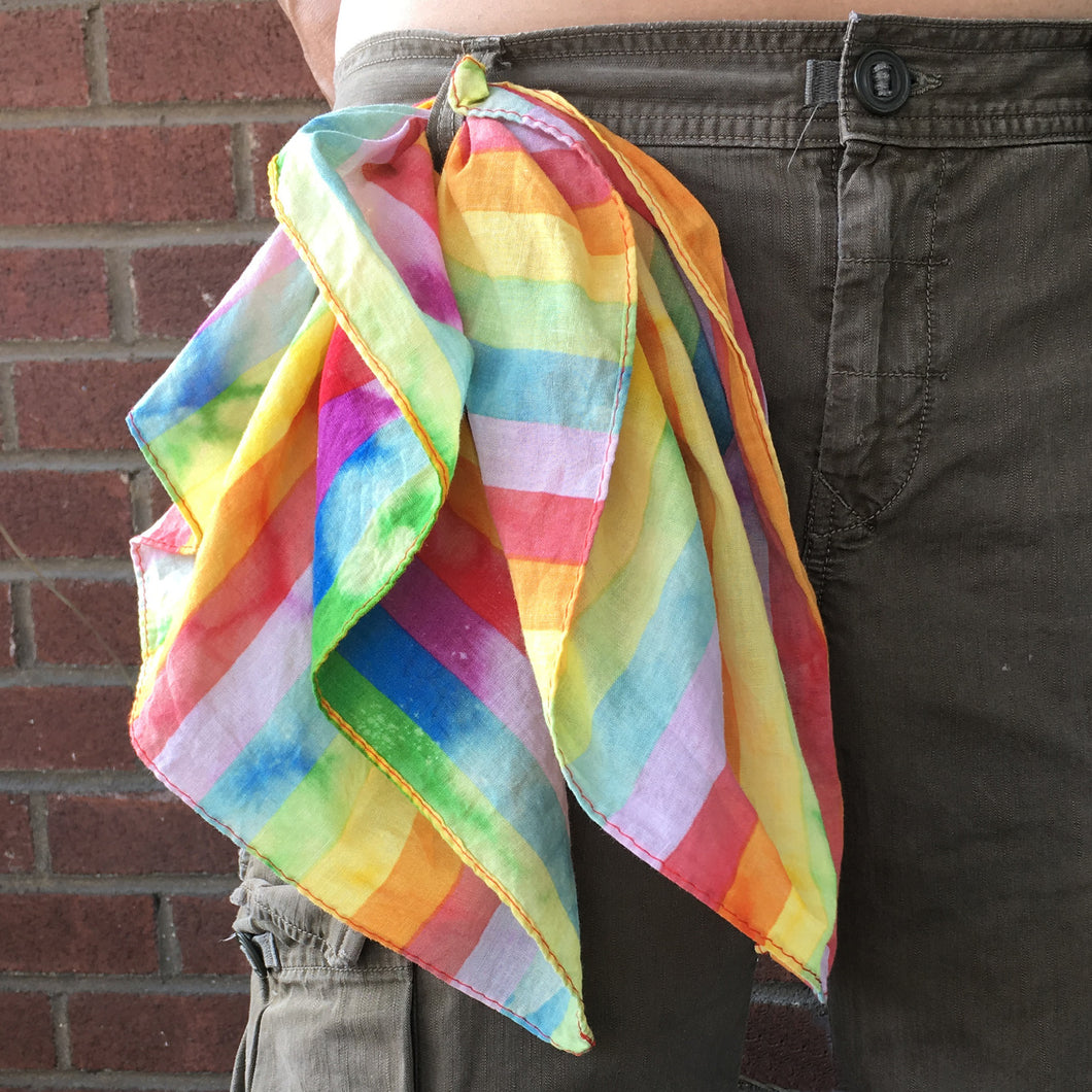 Rainbow Striped Distressed Bandana