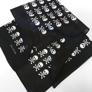 Skull & Crossbones Bandana with White Allover Print