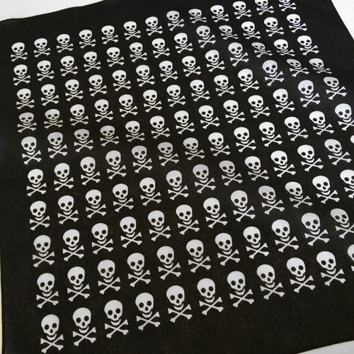 Skull & Crossbones Bandana with White Allover Print