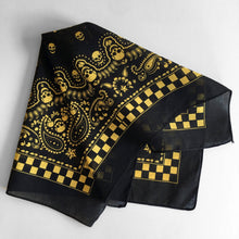 Load image into Gallery viewer, Black &amp; Yellow Skull Paisley Bandana