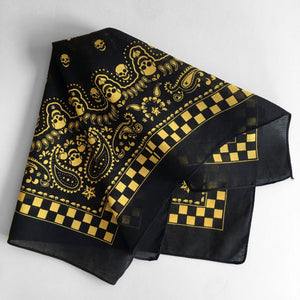 Black & Yellow Skull Paisley Bandana