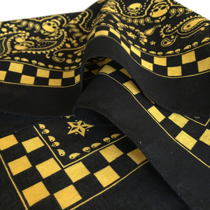 Black & Yellow Skull Paisley Bandana